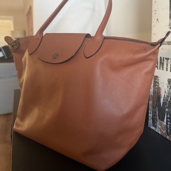 Longchamp Le Pliage Xtra Medium Brown Leather Tote bag - Picture 2 of 10